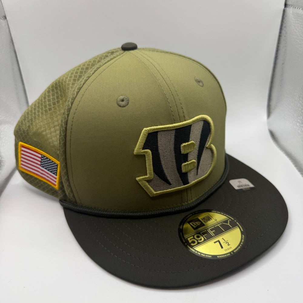 New Era 59FIFTY Cincinnati Bengals Salute to Service Hat Olive Green 7 1/2